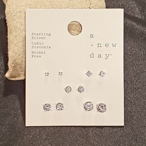 3/$40 925 Sterling Silver CZ Stud Earrings - Nickel Free 5 Pair NWT ♥